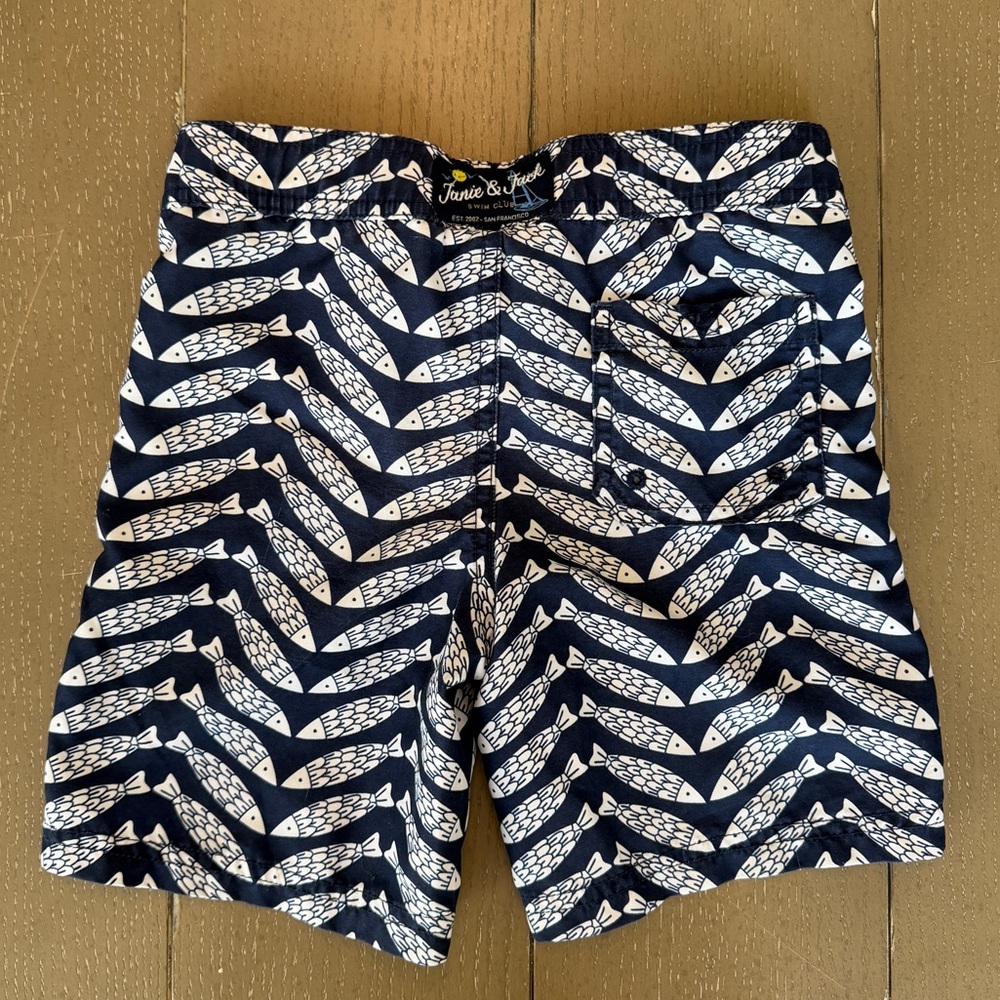 Janie and Jack Toddler Boys’ Blue Fish Swim Trunks & Board Shorts • Size 4 (XS) - Picture 9 of 12
